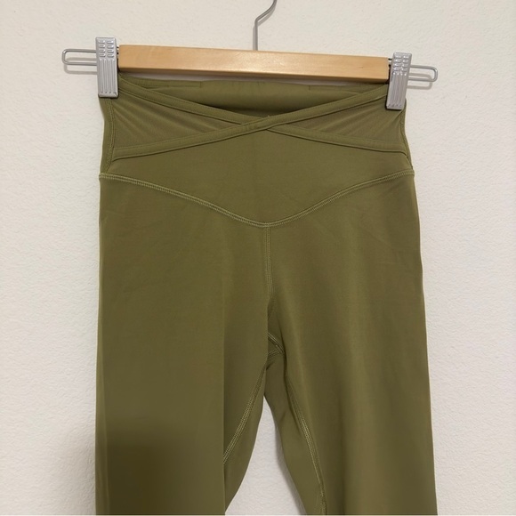 Lululemon Nulu Crisscross Mesh High-Rise Crop Leggings 23" Bronze Green Size 2 - Picture 3 of 12